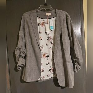 Skies Are Blu Raja Blazer - Gray Plaid Pattern